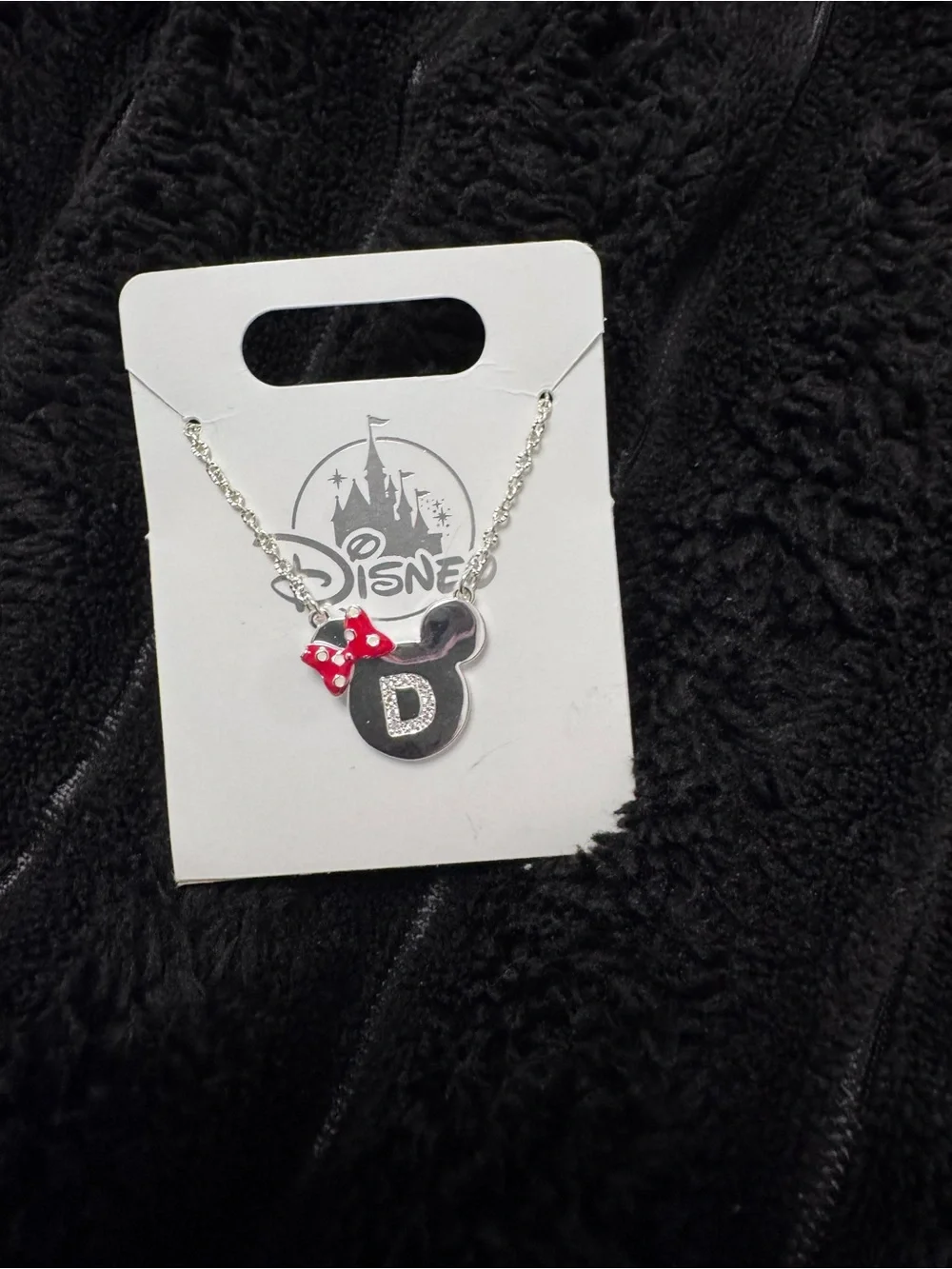 Disney Silver Minnie Pendant Necklace with Red Polka Dot Bow